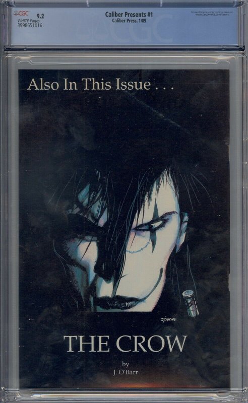 CALIBER PRESENTS #1 CGC 9.2 1ST THE CROW WHITE PAGES!! 