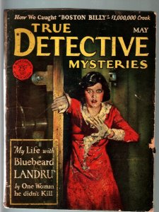 TRUE DETECTIVE MYSTERIES PULP-May 1928-CHINESE CRIME-HORROR--TERROR-MURDER FR 