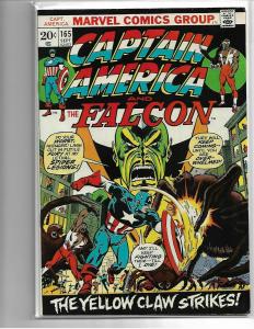 CAPTAIN AMERICA #165 - FN - YELLOW CLAW KEY ISSUE - MID GRADE MARVEL BRONZE AGE