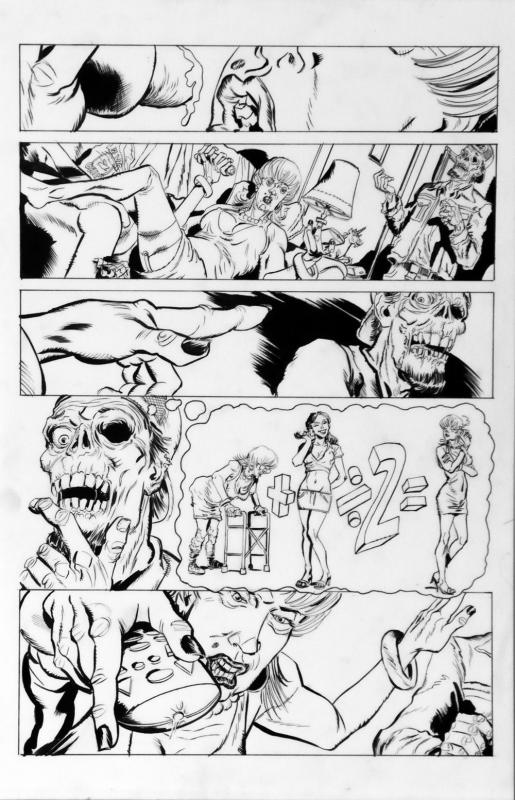 DEAN KOTZ Original Published Art, TRAILER PARK of TERROR #8 page 18, Zombies