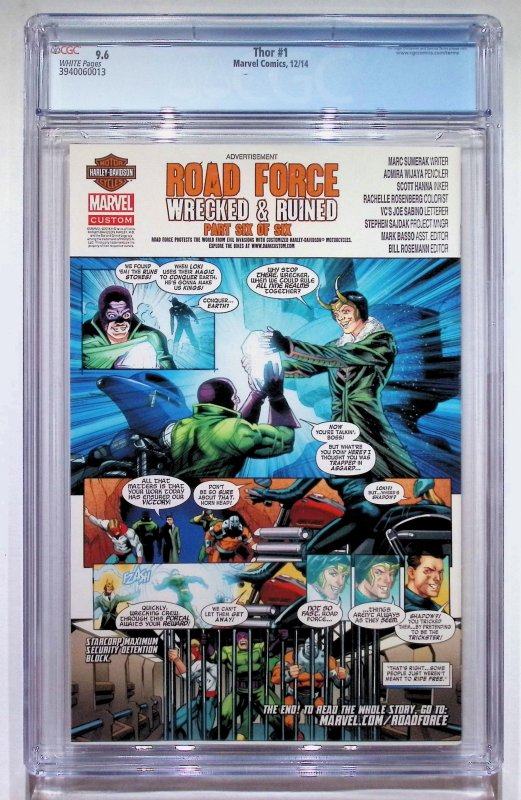 Thor #1 (2014) Thor CGC 9.6