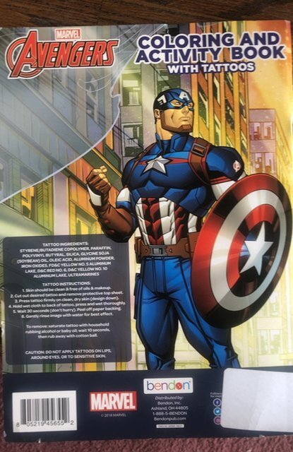 Avengers coloring & activity book w/ tattoos, 2018