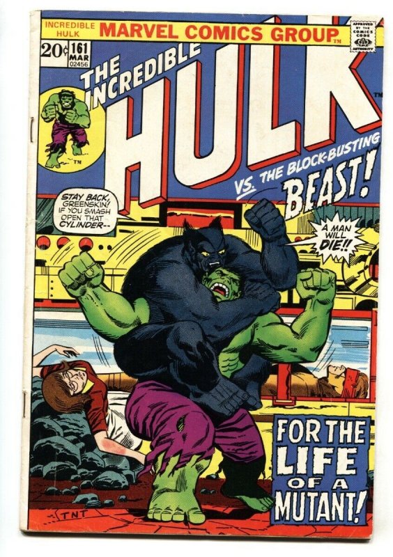 Incredible Hulk #161 comic book-marvel-Beast vs. Hulk VG 