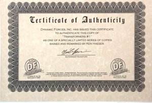 TRANSFORMERS #1 (2023) BLANK VARIANT REMARKED & SIGNED KEN HAESER W/COA NM.