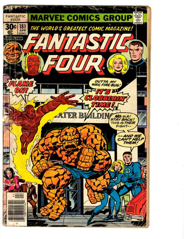 3 Fantastic Four Marvel Comic Books # 179 180 181 Human Torch Thing BH12