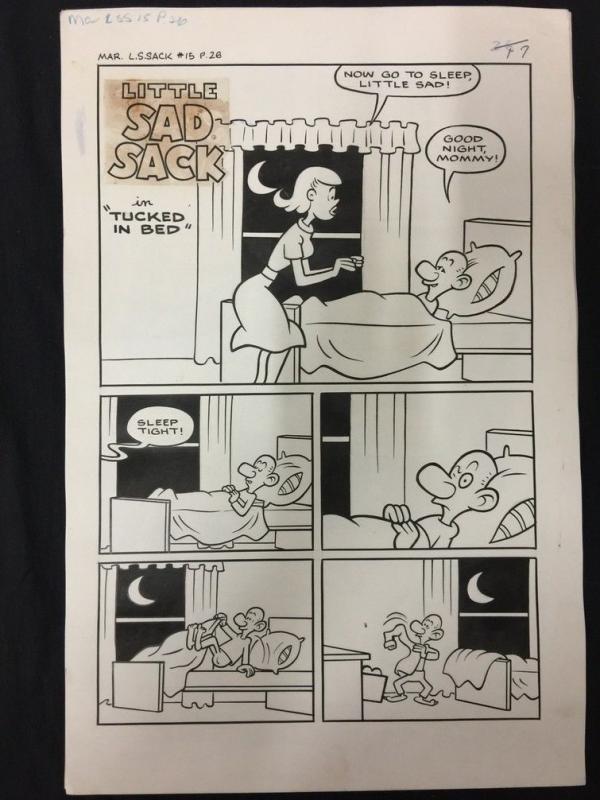 Little Sad Sack #15 Complete Story Original Comic Art Pages 26 -30 Tucked in Bed