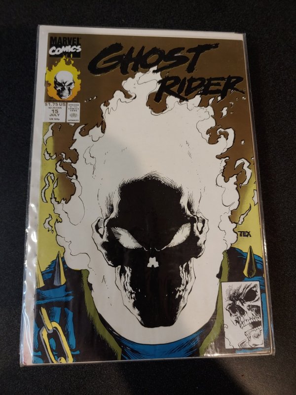 GHOST RIDER#15 Marvel Comics 1991 GLOW IN THE DARK 2nd Print GOLD VARIANT Rare