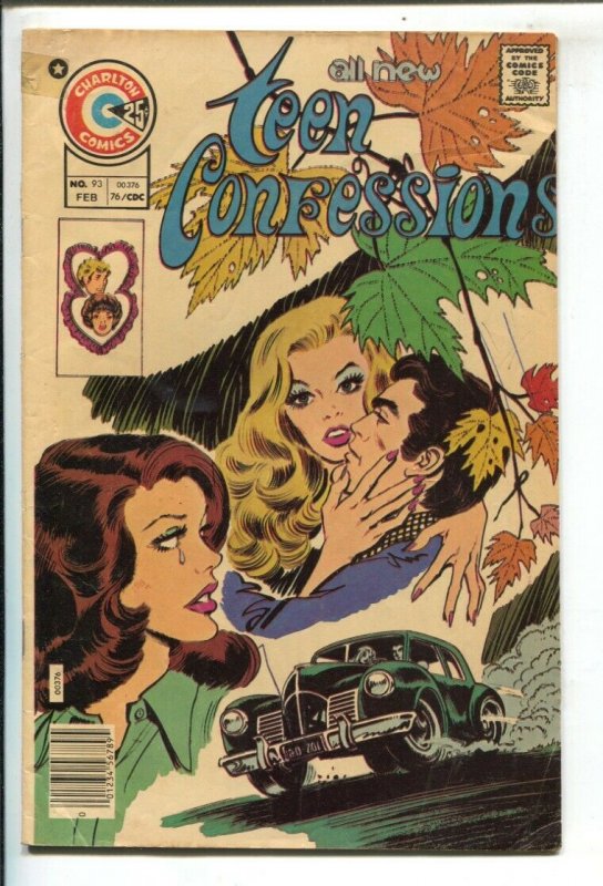 Teen Confessions #93 1976-Charlton-25¢ cover price-fast cars & faster women-VG