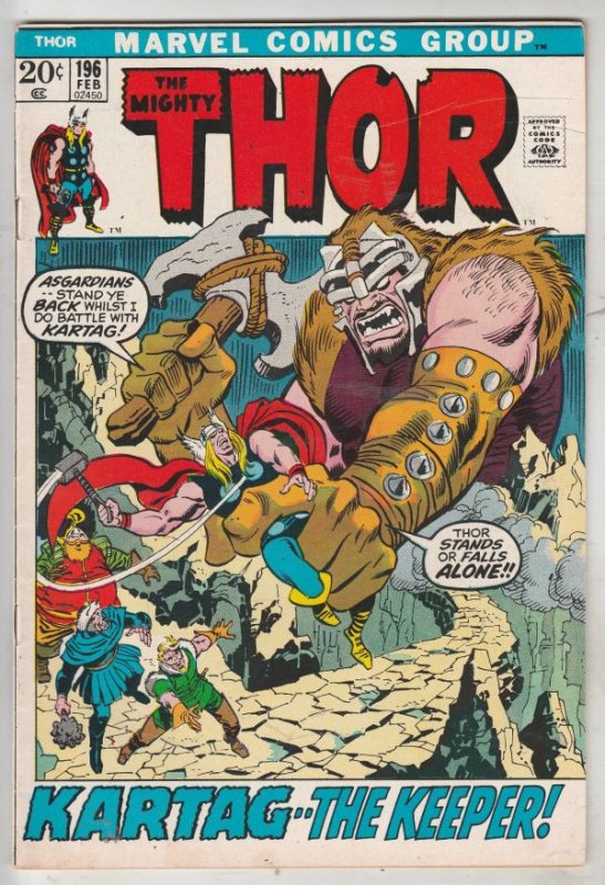 Thor, the Mighty #196 (Feb-72) FN/VF Mid-High-Grade Thor