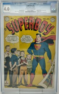 Superboy #1 ~ DC 1949 ~ CGC 4.0 ~ Superman Cover and Appearance