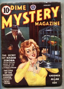 DIME MYSTERY January 1944-POPULAR-HARD BOILED PULP-CRIME-Parrot cover