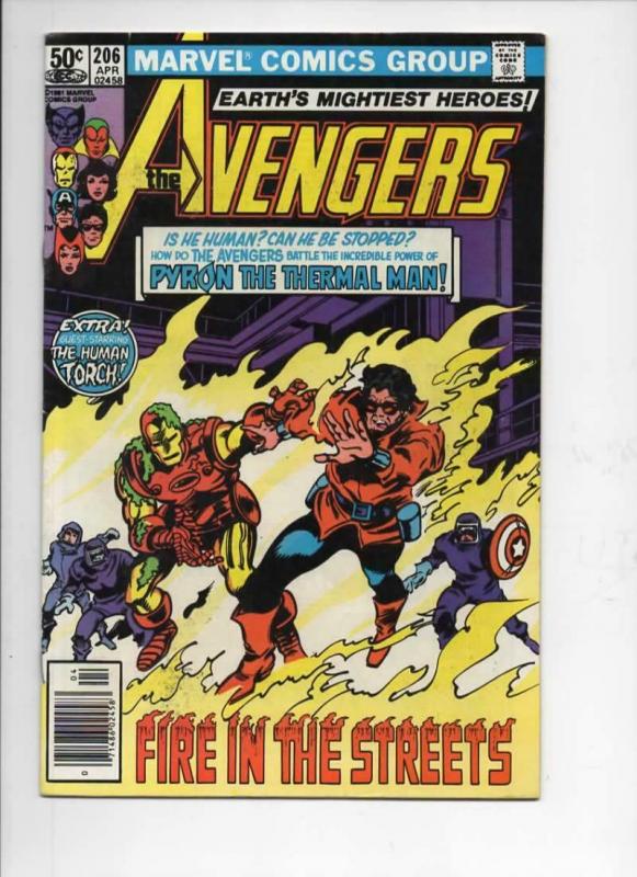 AVENGERS #206, FN, Iron Man, Wonder, Thermal, 1963 1981, more Marvel in store