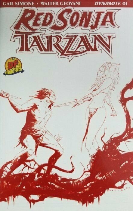 RED SONJA TARZAN #1 Jae Lee RED Sketch DF Exclusive Cover W/COA NM B4.