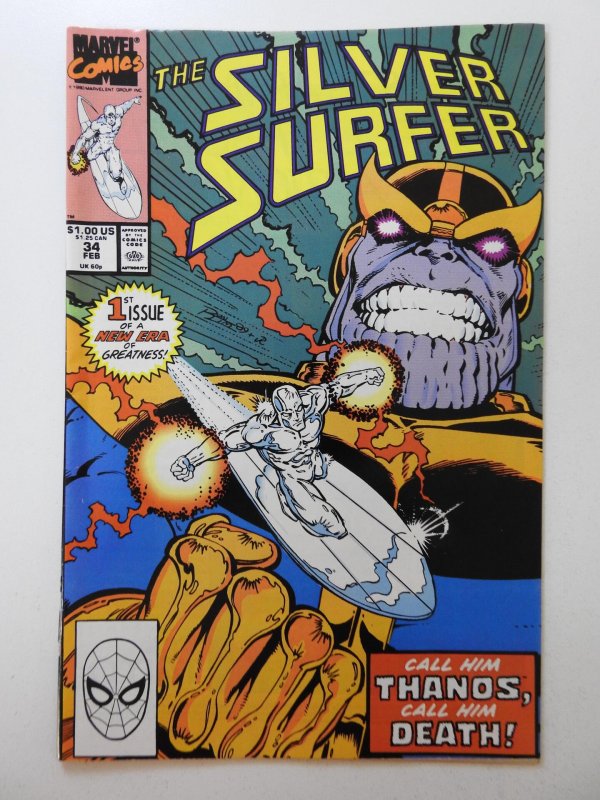 Silver Surfer #34 (1990) Call Him Thanos, Call Him Death! VF+ Condition!