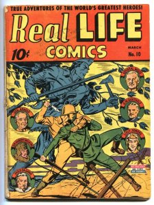 REAL LIFE COMICS #10 1943- RANGERS-WWII STORIES - VASCO DA GAMA -G/VG