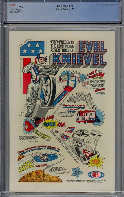 IRON MAN #72 CGC 9.6 SAN DIEGO COMIC CON STORY WHITE PAGES 