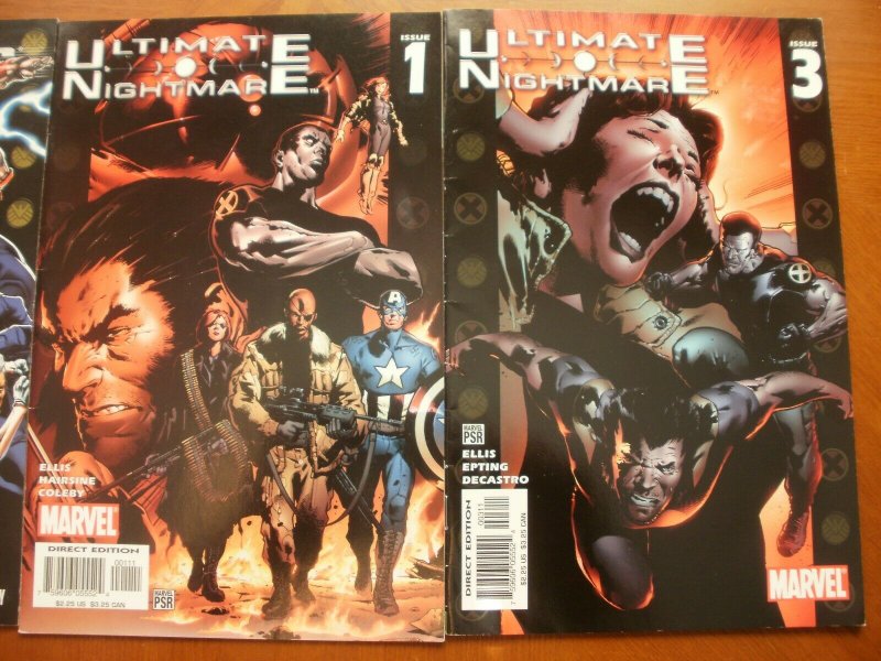 3 Marvel Comic:THE ULTIMATES SAGA (2007) & ULTIMATE NIGHTMARE #1 #3 (2004)