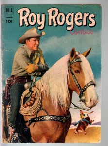 ROY ROGERS #51-DELL WESTERN-1952-TRIGGER ON THIS COVER-PHOTO BACK COVER G/VG