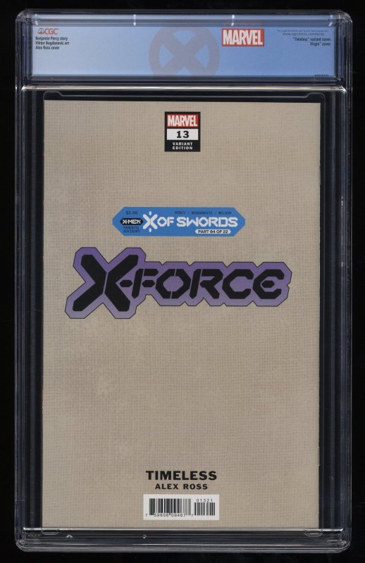 X-Force #13 CGC NM/M 9.8 White Pages Alex Ross Timeless Variant