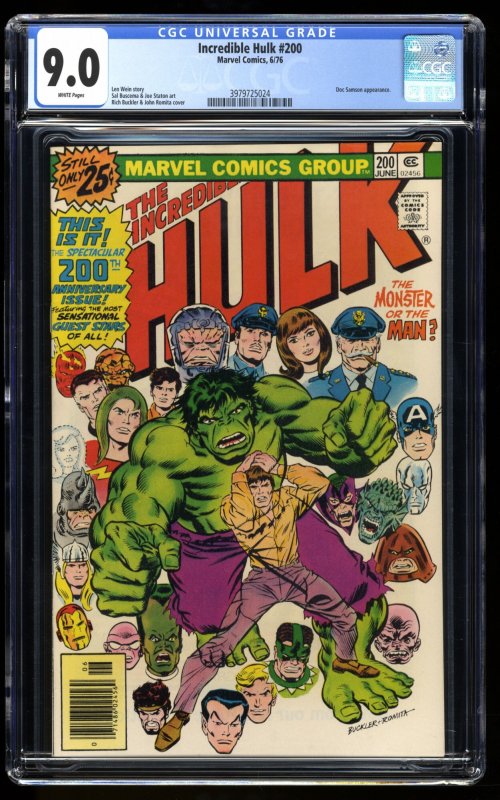 Incredible Hulk #200 CGC VF/NM 9.0 White Pages John Romita Cover Art!