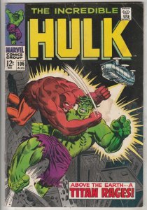 Incredible Hulk #106 (Aug-68) FN Mid-Grade Hulk