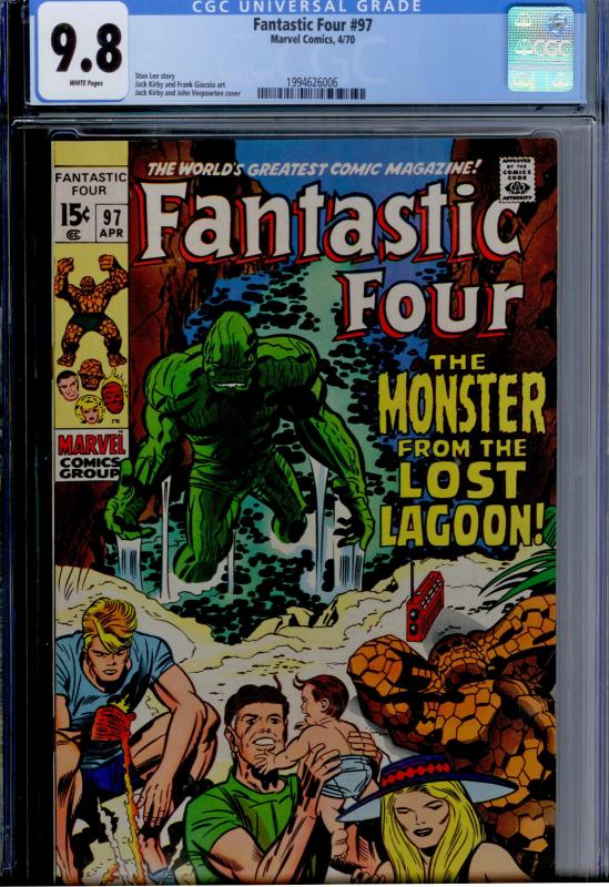 Fantastic Four #97 CGC 9.8 NM/MT WHITE  Classic Jack Kirby!  1ST HIGHEST GRADED