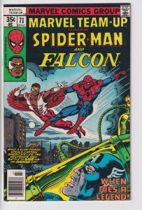 MARVEL TEAM-UP #71 Falcon! (Jul 1978) Nice VF 8.0 off white to white!