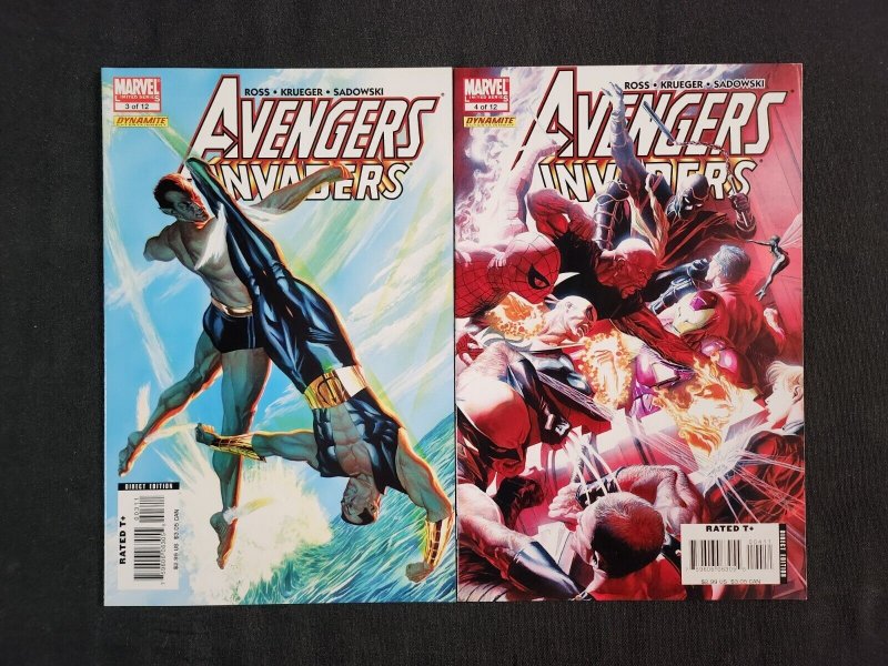 Avengers Invaders 13PC LOT #1-12+Sketchbook Alex Ross Art/Complete (8.5-9.0)2008
