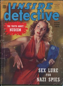 Inside Detective 1/1942-Dell-exploitation-WWII-nudism menace-Nazi-VG