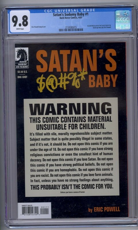 SATAN'S SODOMY BABY #1 CGC 9.8 