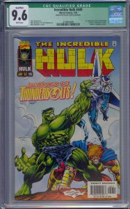 INCREDIBLE HULK #449 CGC 9.6 1ST THUNDERBOLTS SIGNED PETER DAVID WHITE PAGES