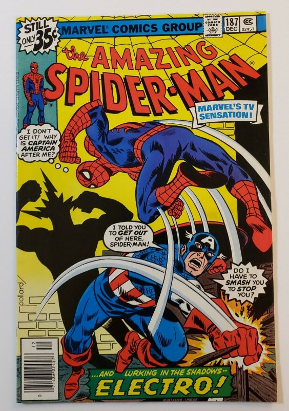 Amazing Spider-Man #187 Marvel Comics 1978 Electro, Captain America  VF