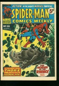 SPIDER-MAN COMICS WEEKLY #35 1973-ROMITA-JACK KIRBY-BRITISH-RHINO FN