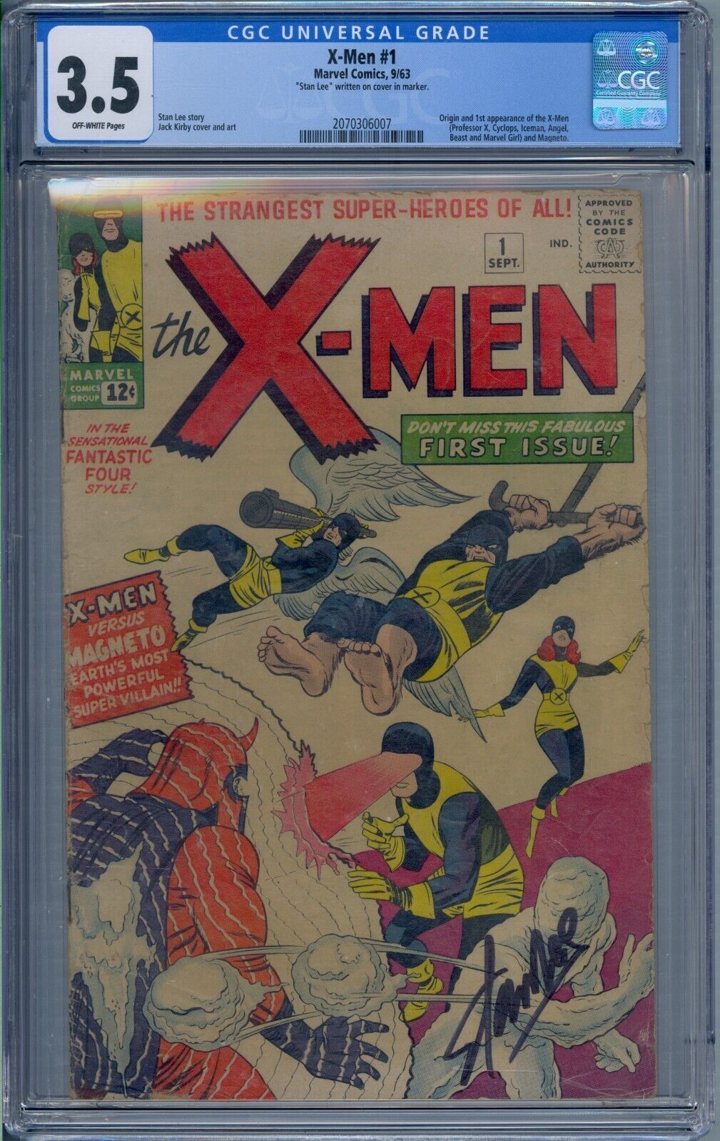 X-Men #1 CGC 3.5 Origin 1st X-Men Magneto Signed Stan LEE Blue Label ...