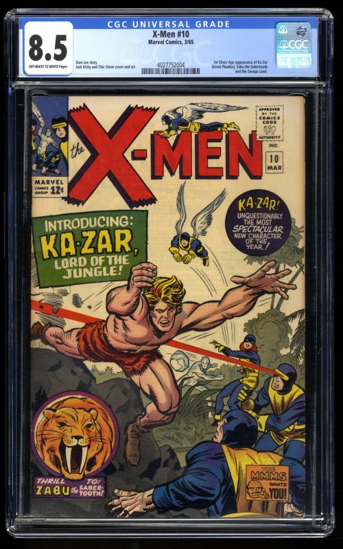 X-Men #10 CGC VF+ 8.5 Off White to White 1st Ka-Zar!