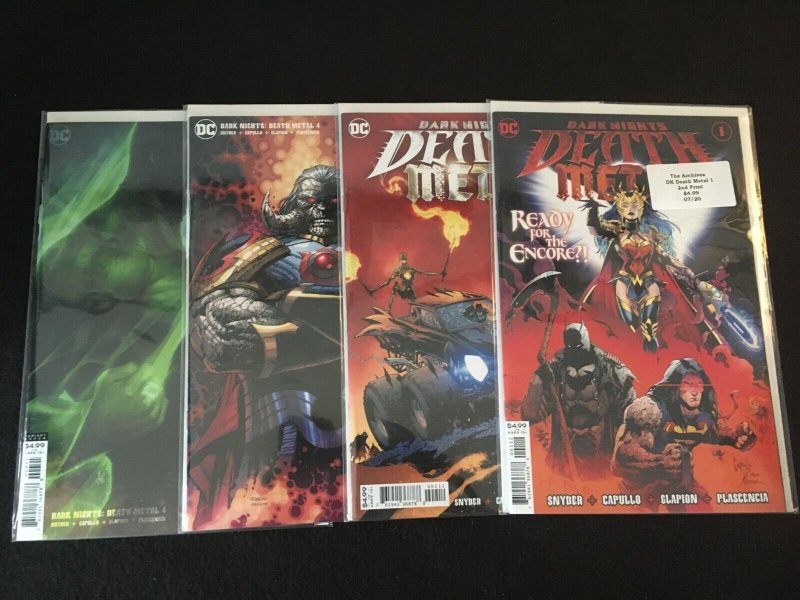 DARK NIGHTS: DEATH METAL #1, 2(Second Printings), 4(Two Versions) VFNM Condition