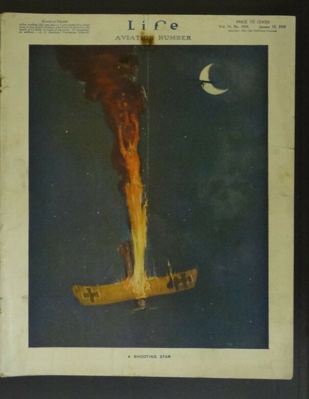 LIFE-01/17/1918-WWI AVIATION-SCI-FI ART-RB FULLER-HARRISON CADY-RARE-vg 