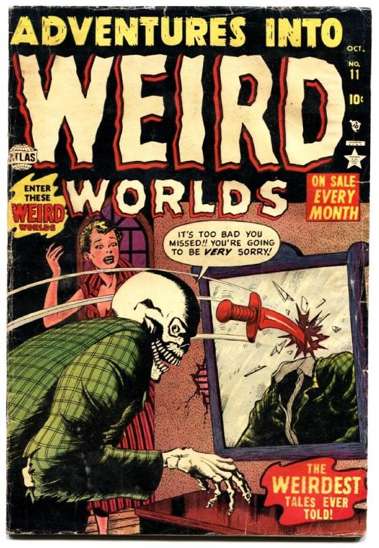 Adventures Into Weird Worlds #11-skull Cover-atlas Pre-code Gruesome Horror.