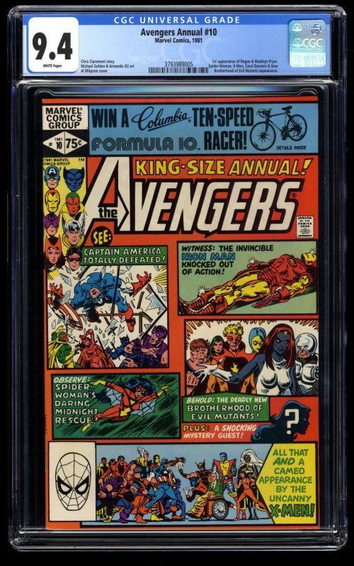 Avengers Annual #10 CGC NM 9.4 White Pages 1st Rogue!