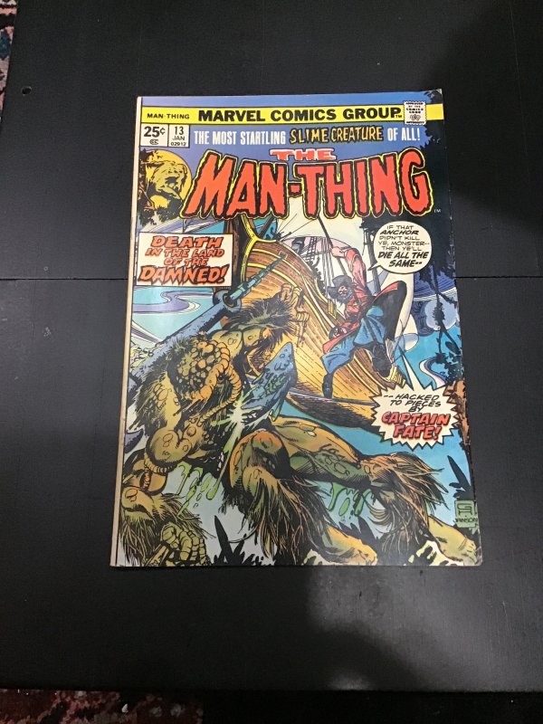 Man-Thing #13 (1975) Werewolf By Night TV hero! 1st Captain Fate! VF+ Wow!