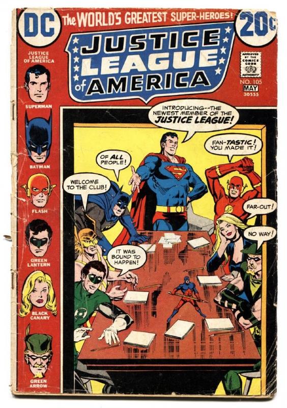 JUSTICE LEAGUE OF AMERICA #105-Elongated Man joins team-Comic Book 1973