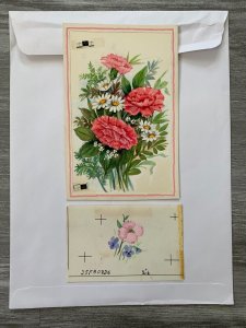 MOTHERS DAY Painted Pink and White Flowers 5x7 Greeting Card Art MD7553 2pcs