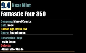 Fantastic Four 350 (1991) NM 9.4 vs Dr Doom Marvel Comics