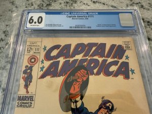Captain America # 111 CGC Graded 6.0 Marvel Comic Book Steranko Cover JH18