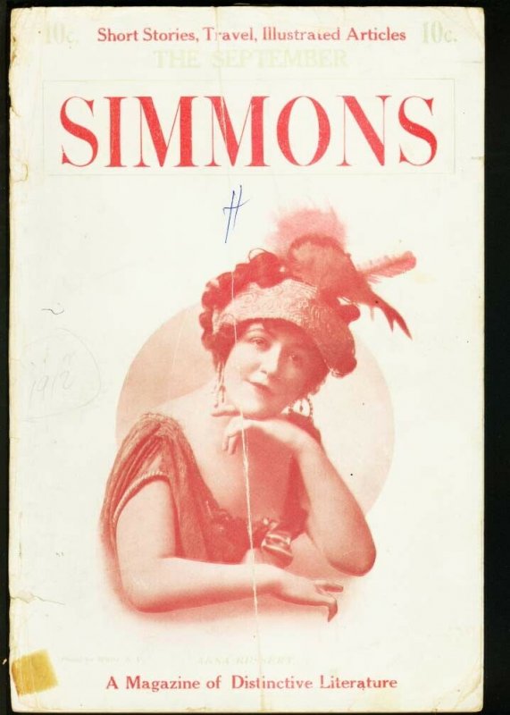 SIMMONS 1912 SEP-ANNA BUSSERT COVER-RARE PULP VG