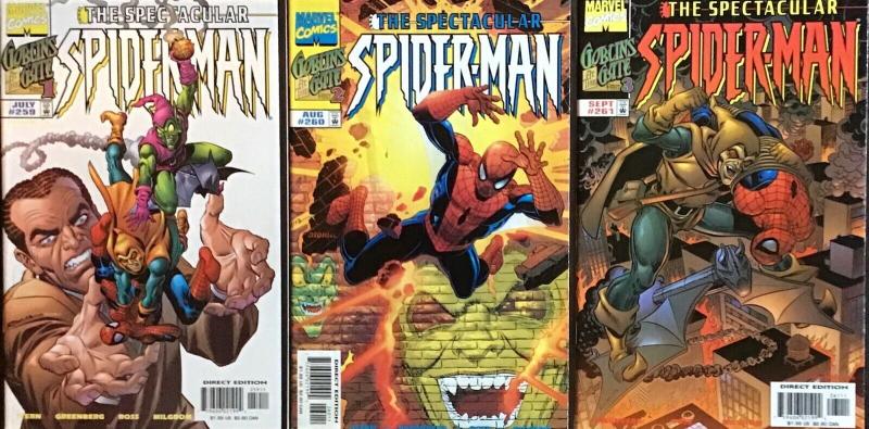 SPECTACULAR SPIDER-MAN MARVEL #259-261 GOBLIN AT THE GATE #1,#2,#3 VF/NM CONDIT.