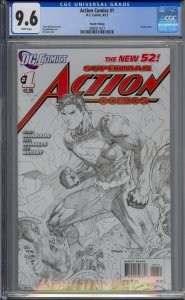 ACTION COMICS #1 CGC 9.6 SUPERMAN 4TH FOURTH PRINTING SKETCH COVER NEW 52