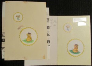GRADUATION Cute Teddy Bear & Bee 5.5x8 Greeting Card Art #4353 w/ Mock-Up