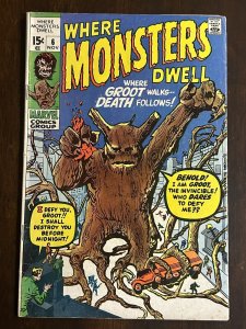 Where Monsters Dwell #6 1970 1st Groot Reprint Marvel Bronze Age comic