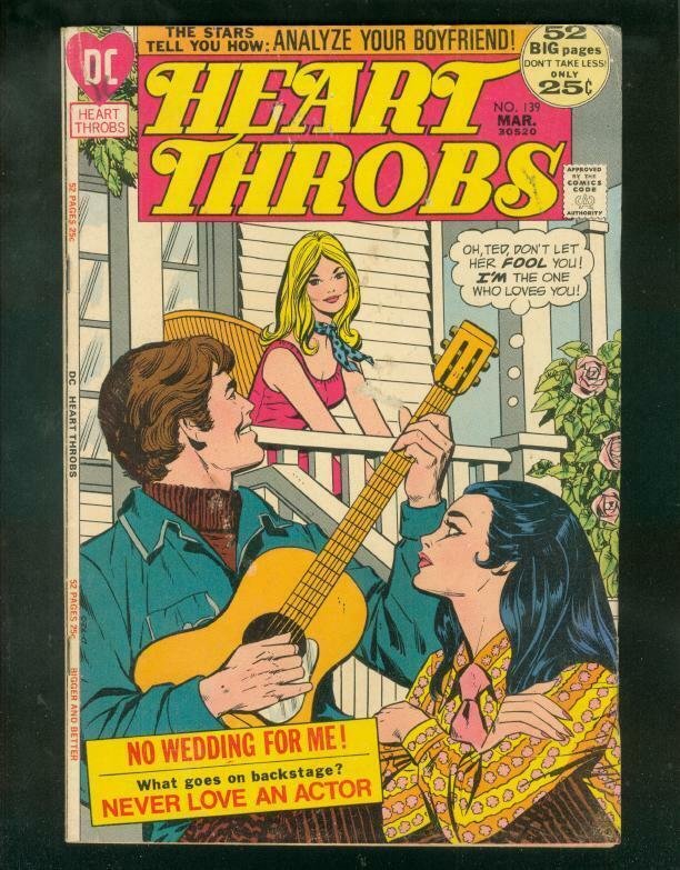 HEART THROBS #139 1972-NEVER LOVE AN ACTOR-GUITAR COVER G/VG